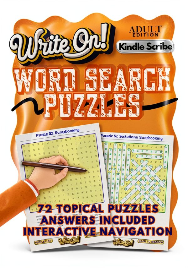 Kindle Scribe Activity Book Write On Word Search Puzzle 150 Page Print-0