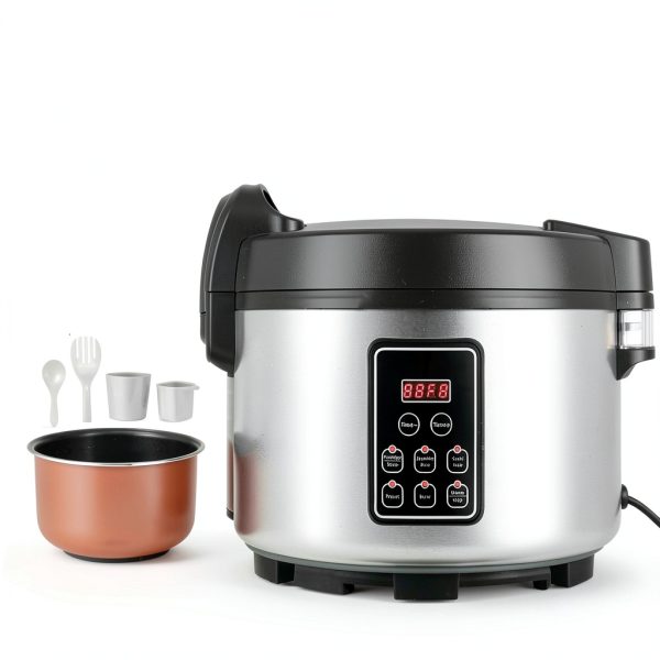 Commercial Rice Cooker 60 CUPS (Cooked Rice)& Food Warmer | 13L/13.8Qt Extra Large Multifunctional Rice Cooker | 1350W Fast Cooking with Time Display & Preset|Restaurant Company Canteen Use-5