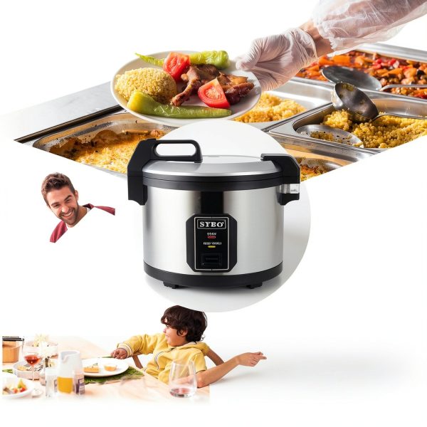 SYBO Commercial Rice Cooker and Warmer, 60 Cups Cooked (30 Cup Uncooked) Large Rice Cooker with Hinged Lid, Non-Stick Insert Pot, Stainless Steel Exterior-6