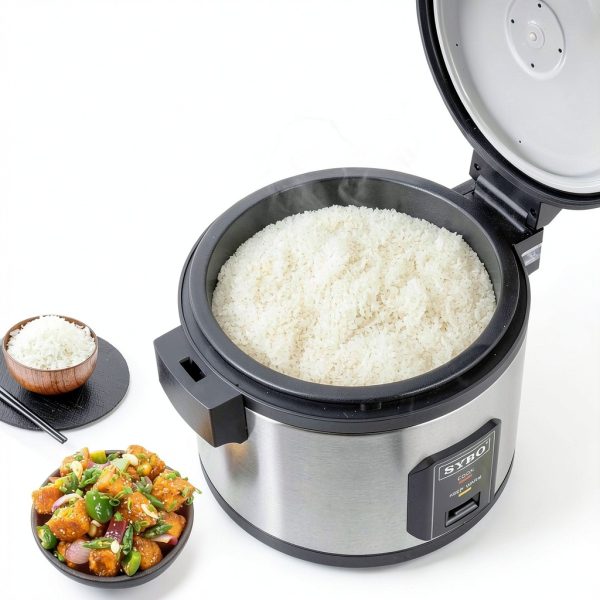 SYBO Commercial Rice Cooker and Warmer, 60 Cups Cooked (30 Cup Uncooked) Large Rice Cooker with Hinged Lid, Non-Stick Insert Pot, Stainless Steel Exterior-1