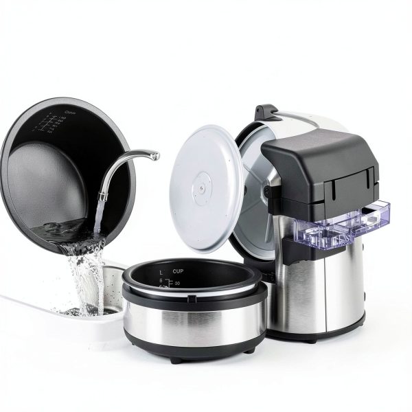 SYBO Commercial Rice Cooker and Warmer, 60 Cups Cooked (30 Cup Uncooked) Large Rice Cooker with Hinged Lid, Non-Stick Insert Pot, Stainless Steel Exterior-5