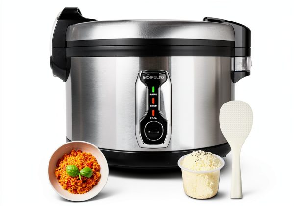 16.8QT Commercial Rice Cooker (90 Cups Cooked), Large Stainless Steel Electric Rice Maker for 65–75 People, 1550W with One-Touch Operation, Auto Keep-Warm, and Non-Stick Inner Pot-0