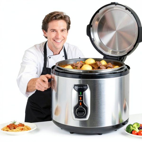 16.8QT Commercial Rice Cooker (90 Cups Cooked), Large Stainless Steel Electric Rice Maker for 65–75 People, 1550W with One-Touch Operation, Auto Keep-Warm, and Non-Stick Inner Pot-2