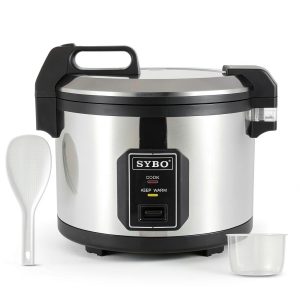 SYBO Commercial Rice Cooker and Warmer, 60 Cups Cooked (30 Cup Uncooked) Large Rice Cooker with Hinged Lid, Non-Stick Insert Pot, Stainless Steel Exterior-0