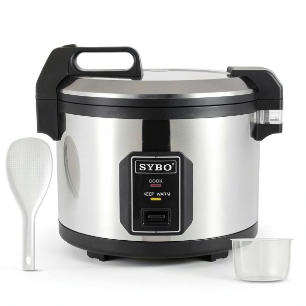 SYBO Commercial Rice Cooker and Warmer, 60 Cups Cooked (30 Cup Uncooked) Large Rice Cooker with Hinged Lid, Non-Stick Insert Pot, Stainless Steel Exterior-0