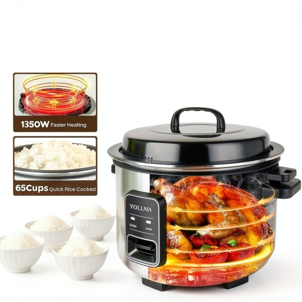 15L Commercial Rice Cooker YOLLNIA Large Stainless Steel 1350W-3